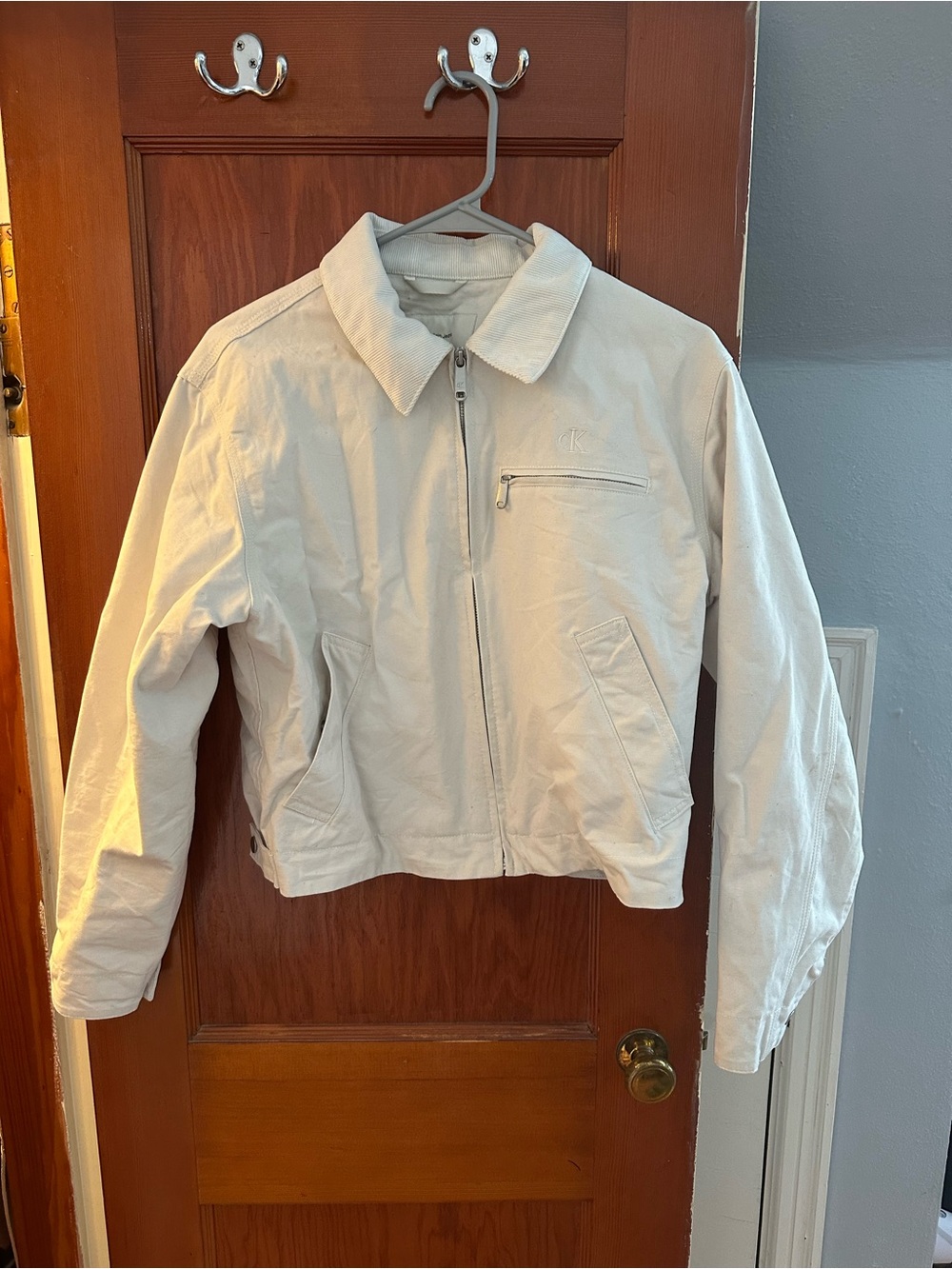 Calvin Klein Jeans Cream Zip-Up Bomber Jacket